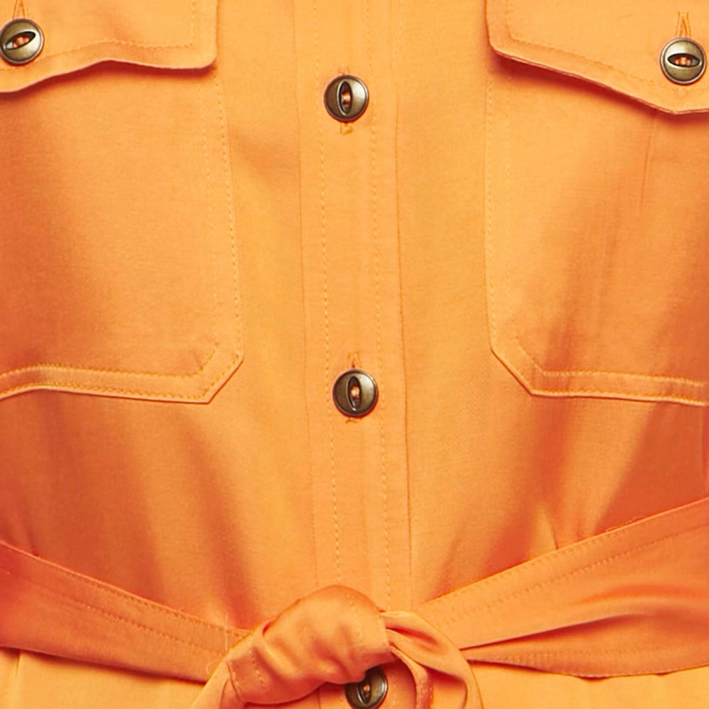 Ralph Lauren Orange Satin Shirt Dress Belted 22W - Picture 6 of 11